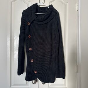 Woman’s Wrap Turtleneck Black knit Sweater Size Large